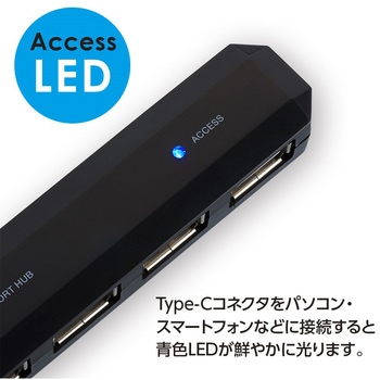 USB2．0/Type-C/4ポートハブ/15cm ナカバヤシ