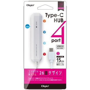 USB2．0/Type-C/4ポートハブ/15cm ナカバヤシ