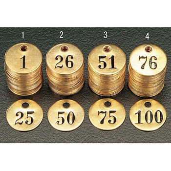 101-125 25枚組ナンバーチェック(25mm丸) エスコ