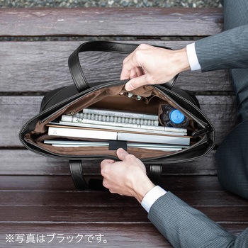 トートバッグ(合皮、ネイビー/ブラック) サンワダイレクト