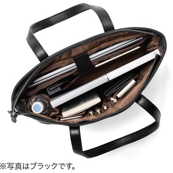 トートバッグ(合皮、ネイビー/ブラック) サンワダイレクト