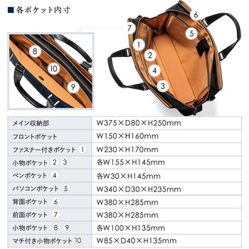 日本製ビジネスバッグ(3方ファスナー) サンワダイレクト