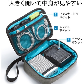 トラベル小物ケース(グレー) サンワダイレクト