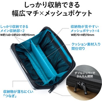トラベル小物ハードシェルケース サンワダイレクト ガジェットポーチ 通販モノタロウ 0 Bagin007bk