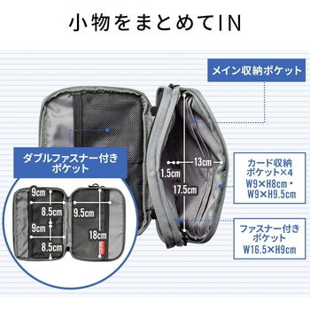 ガジェットポーチ(M、グレー) サンワダイレクト