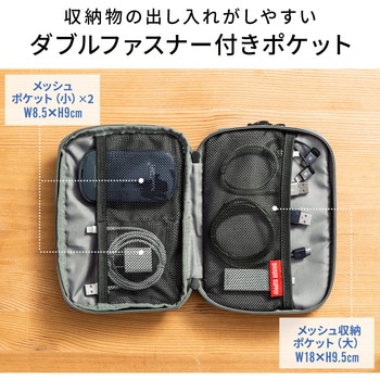 ガジェットポーチ(M、グレー) サンワダイレクト