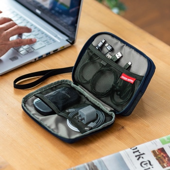 ガジェットポーチ(M、ネイビー) サンワダイレクト