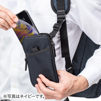 リュックベルト用スマホポーチ(ブラック) サンワダイレクト