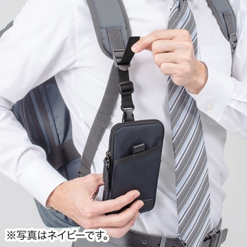 リュックベルト用スマホポーチ(ブラック) サンワダイレクト