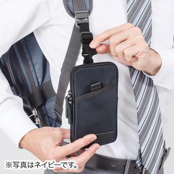 リュックベルト用スマホポーチ(ブラック) サンワダイレクト