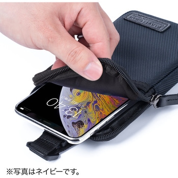 リュックベルト用スマホポーチ(ブラック) サンワダイレクト