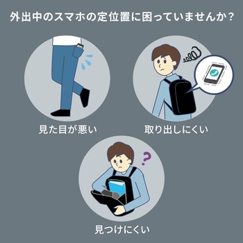 リュックベルト用スマホポーチ(ブラック) サンワダイレクト