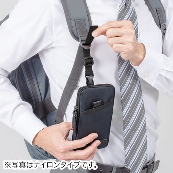 リュックベルト用スマホポーチ(ブラック) サンワダイレクト
