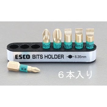 6本組 [+ -]ドライバービット(ダイヤ付) エスコ