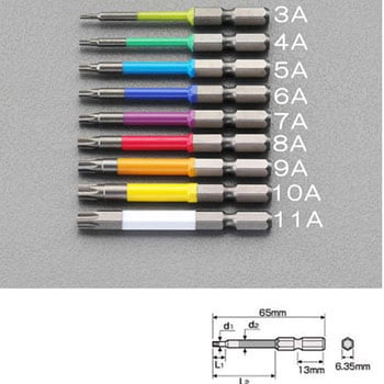 T10x65mm [Hexlobe]ドライバービット エスコ