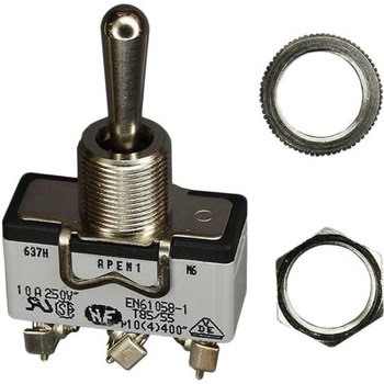 Apem トグルスイッチ (On)-Off-(On) 単極双投(SPDT) パネルマウント 10 A APEM