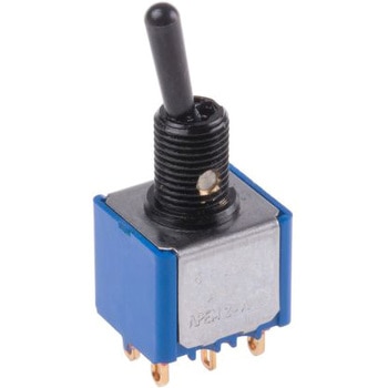 Apem トグルスイッチ ラッチ 双極双投(DPDT) パネルマウント 4 A @ 30 V dc ハンダ端子 APEM