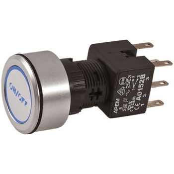 A1PCA1X236K403 Apem �����{�^���X�C�b�` 6 A @ 250 V ac ���b�` �p�l���}�E���g �� 2�ɃI�� / �I�t�X�C�b�` APEM 50025089