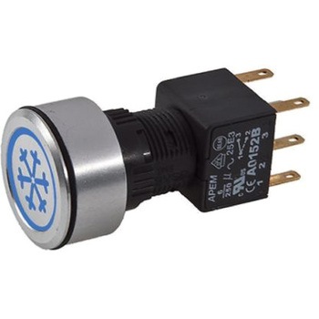 A1PCA1X214K403 Apem �����{�^���X�C�b�` 6 A @ 250 V ac ���b�` �p�l���}�E���g �� 2�ɃI�� / �I�t�X�C�b�` APEM 50025125