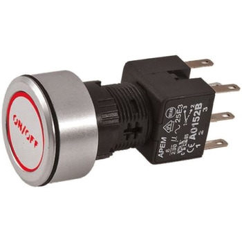 Apem 押しボタンスイッチ 6 A @ 250 V ac ラッチ パネルマウント 青 2極オン / オフスイッチ APEM