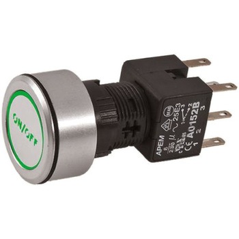 Apem 押しボタンスイッチ 6 A @ 250 V ac ラッチ パネルマウント 青 2極オン / オフスイッチ APEM