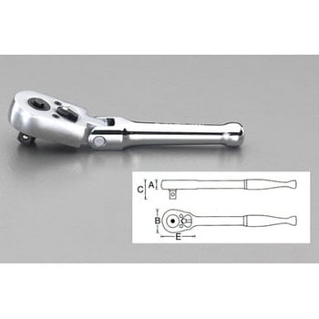 3/8"sq スタビーラチェットハンドル(首振) エスコ