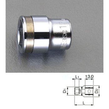 3/8"sqx19mm ナットキャッチソケット エスコ
