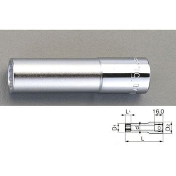 1/2"sqx10mm ディープソケット エスコ