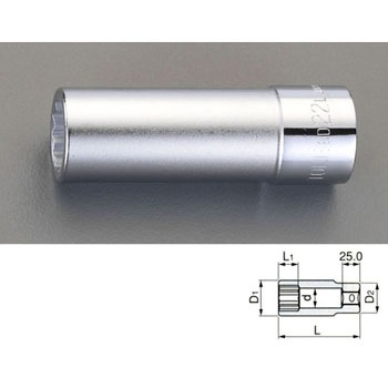 EA618LM-27 3/4"sqx27mm ディープソケット 1個 エスコ 【通販モノタロウ】