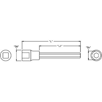 3/8"sqx 1/8"/155mm [Hex]ビットソケット - エスコ