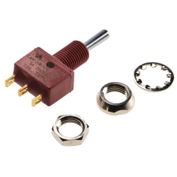 C & K トグルスイッチ (On)-Off-(On) 単極双投(SPDT) パネルマウント 7.5 A @ 28 V dc ハンダ端子 C & K COMPONENTS