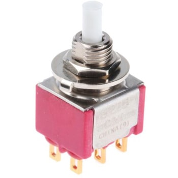 C & K 押しボタンスイッチ 400 mA @ 20 V モーメンタリ パネルマウント 双極双投(DPDT) C & K COMPONENTS