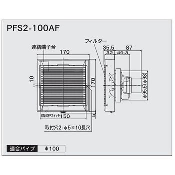 PFS2-100AF パイプ用ファン 強制排気用 1台 高須産業 【通販サイト