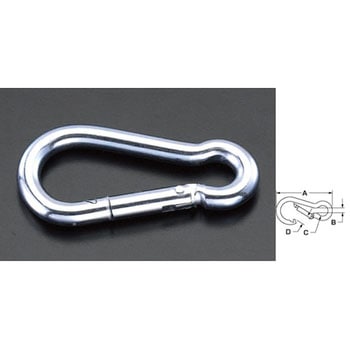 70x 7mm スプリングフック(鉄ユニクロ) エスコ