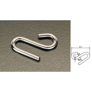 50x 5.0mm Sフック(ステンレス製) エスコ