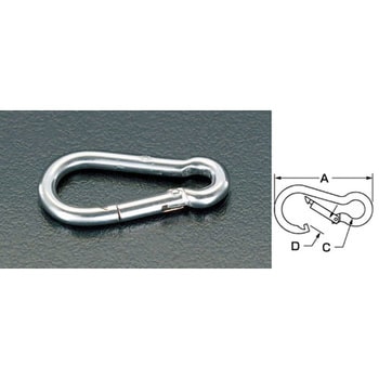 60x 6.4mm スプリングフック(ステンレス製) エスコ