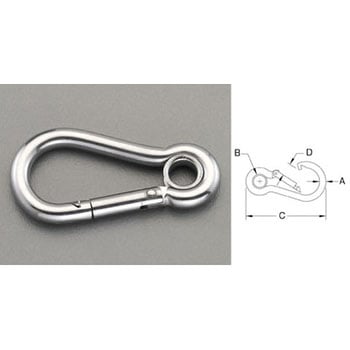 50.8x 4.8mm スプリングフック(ステンレス製) エスコ