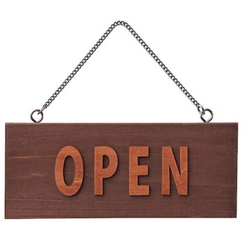 サインプレート 茶 OPEN-CLOSED 光