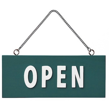 サインプレート 緑 OPEN-CLOSED 光