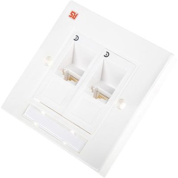 2xRJ45 unshielded Cat5e angled faceplate RS PRO