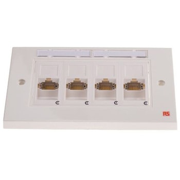 4xRJ45 shielded Cat5e angled faceplate RS PRO
