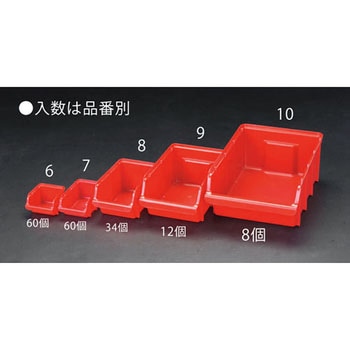 103x165x 74mm パーツトレー(重ね置型・赤/60個) エスコ