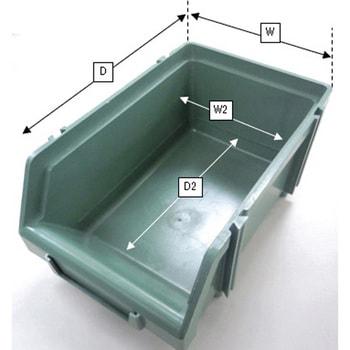 103x 95x 53mm パーツトレー(重ね置型・緑/100個) - エスコ