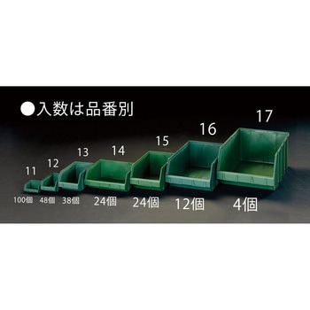 296x240x128mm パーツトレー(重ね置型・緑/ 24個) - エスコ