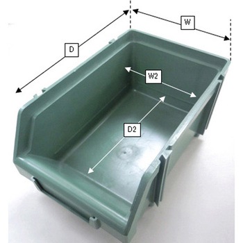 213x350x165mm パーツトレー(重ね置型・緑/ 24個) エスコ