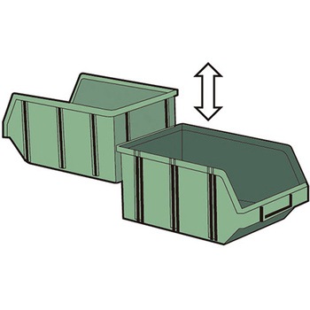 213x350x165mm パーツトレー連結(重ね置型/緑) エスコ