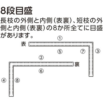 150x300mm 幅広シルバー曲尺 エスコ