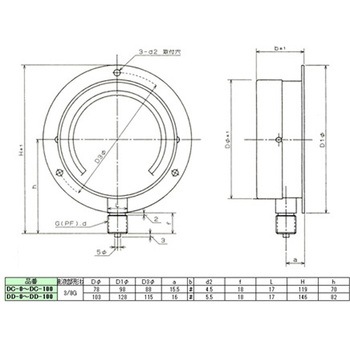 G 3/8"/ 75mm/ 0-1.0MPa つば付圧力計 エスコ