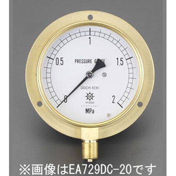 G 3/8"/ 75mm/ 0-3.0MPa つば付圧力計 エスコ