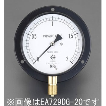 G 3/8"/100mm/0-0.6MPa つば付圧力計 エスコ